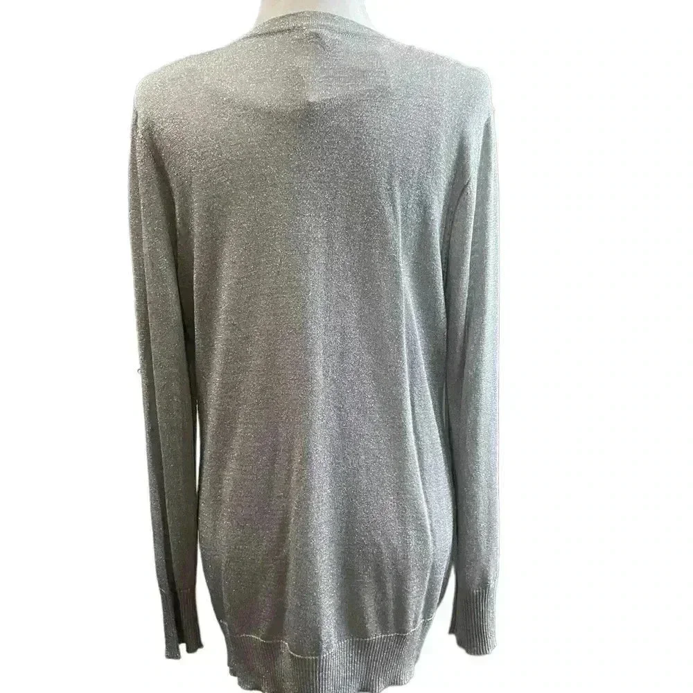 Cach’e Metallic Silver Zip Cardigan Size XL
